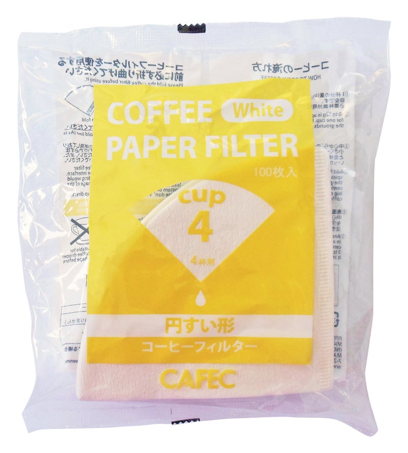 CAFEC Traditional cone-shaped paper filter cup4 (white) 100pcs/pack (One (1) Pack of 100) - Image 1